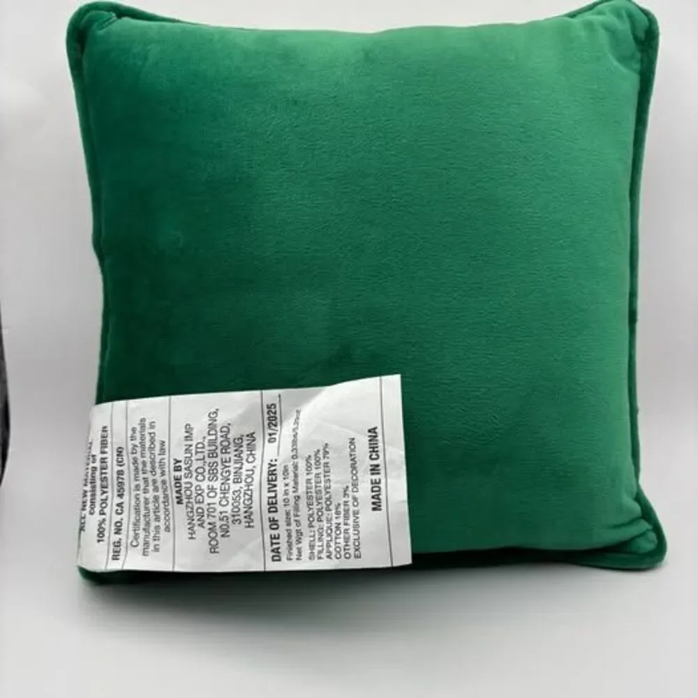 Pillow Summer Vibes Only pink green check embroidery velvet backing